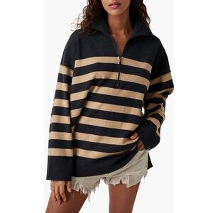 Free People Coastal Stripe Half-Zip Pullover